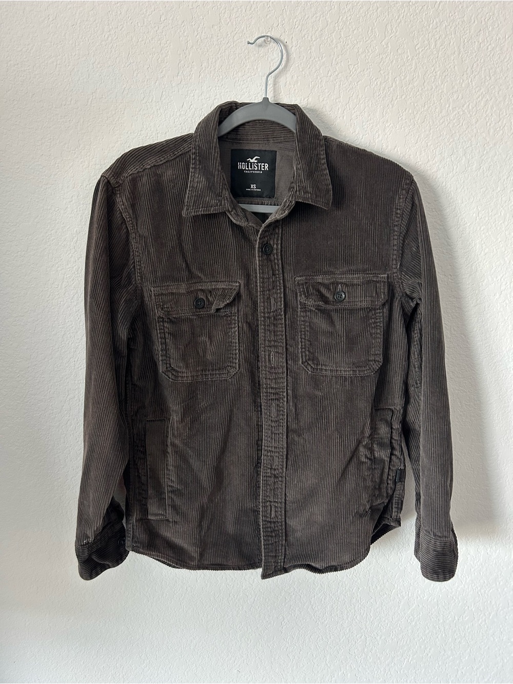 Hollister Corduroy Shirt Jacket in Dark Brown